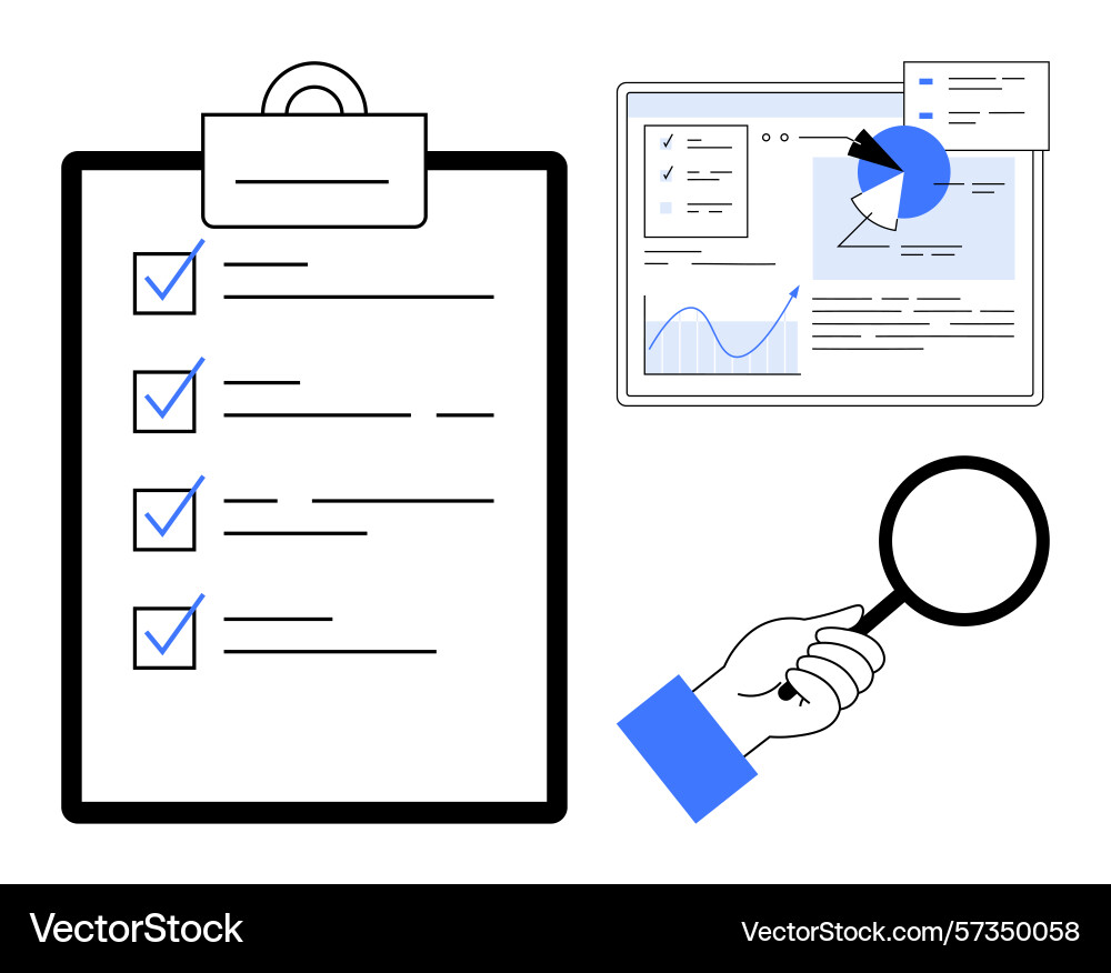 Task checklist data analysis dashboard Task checklist data analysis dashboard vector image