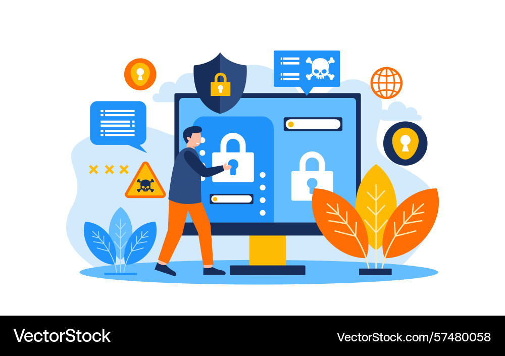 Unauthorized system access flat design Unauthorized system access flat design Vector Image