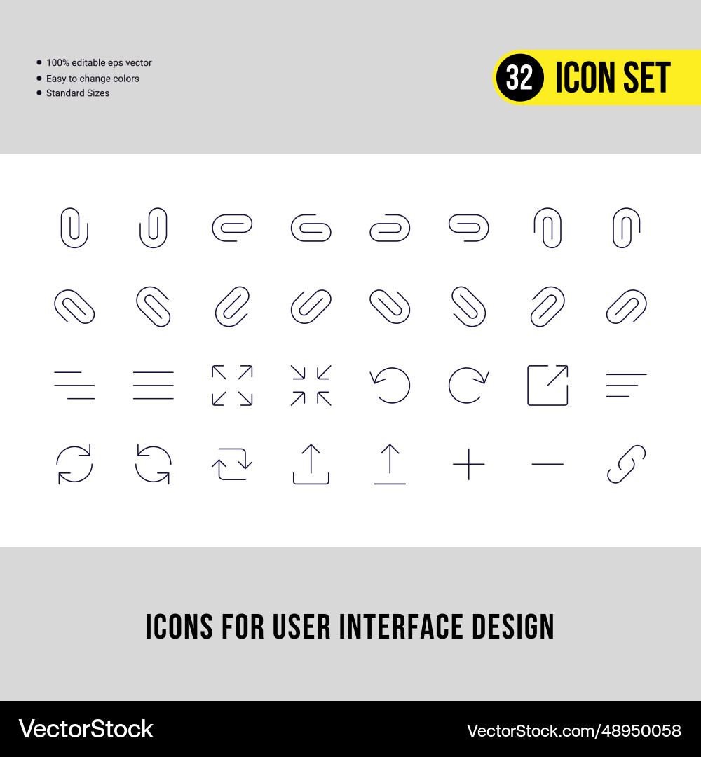 User interface design thin stroke icon set Vector Image