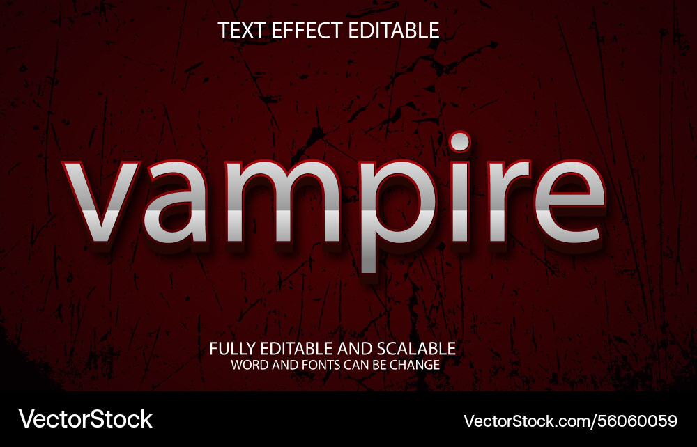 3d text effect vampire editable 3d text effect vampire editable vector image
