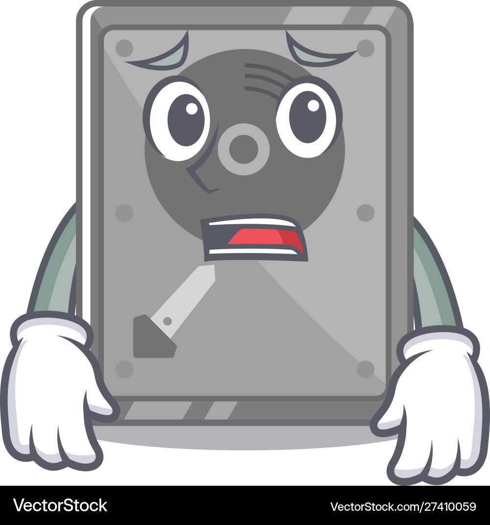 Afraid internal hard drive above character table Afraid internal hard drive above character table Vector Image