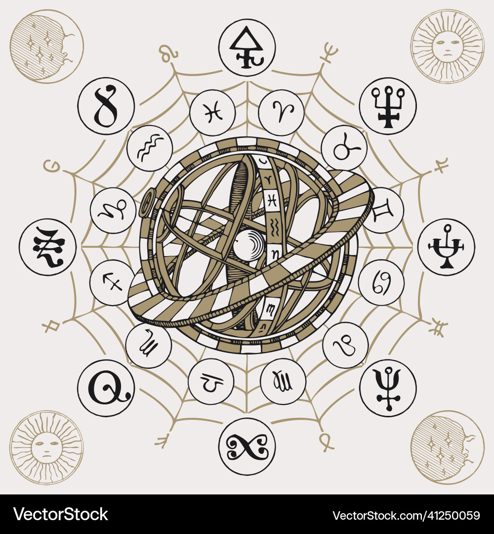 Circle of zodiac signs with geocentric system Circle of zodiac signs with geocentric system Vector Image