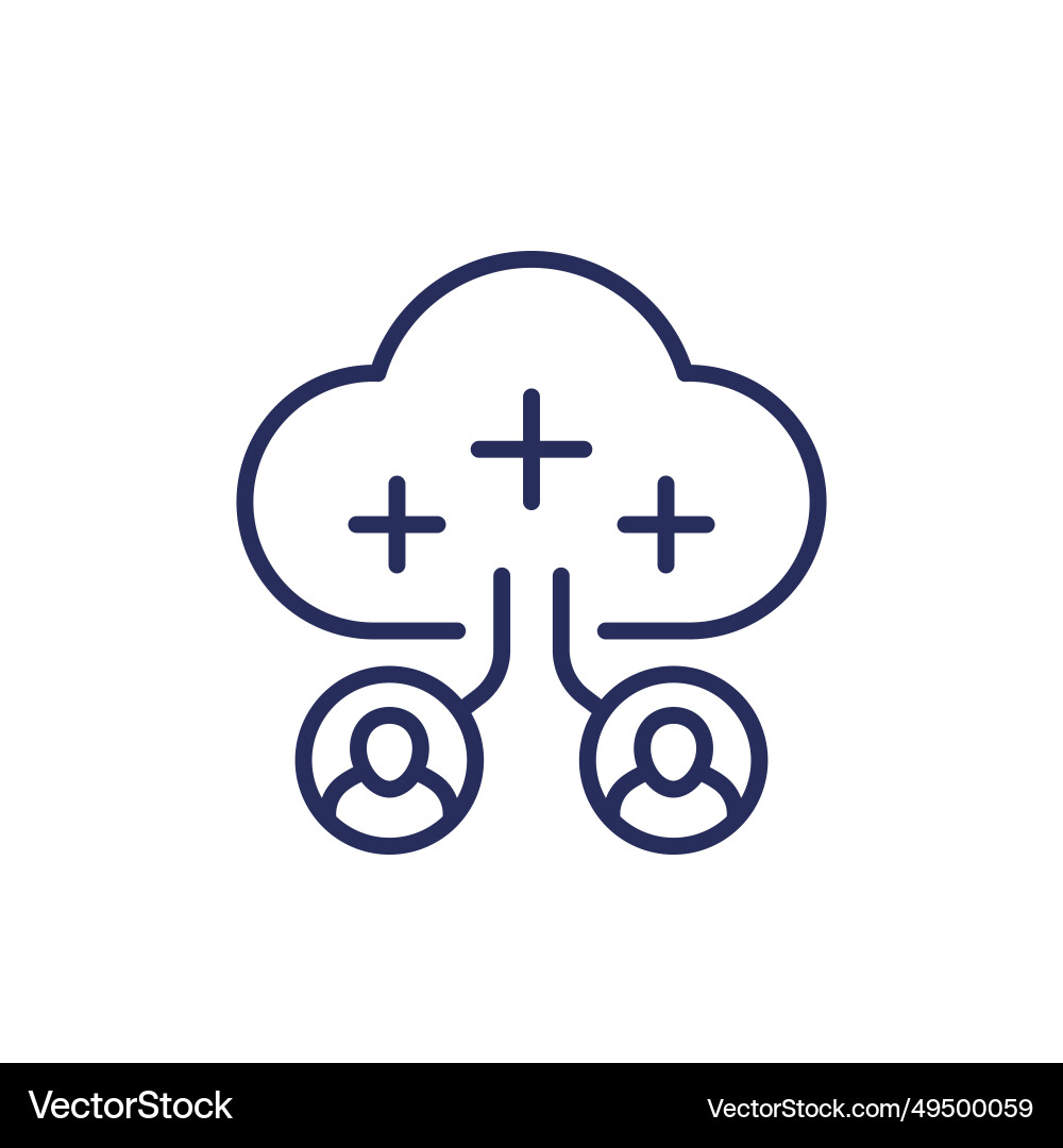 Collect user data line icon with a cloud Vector Image