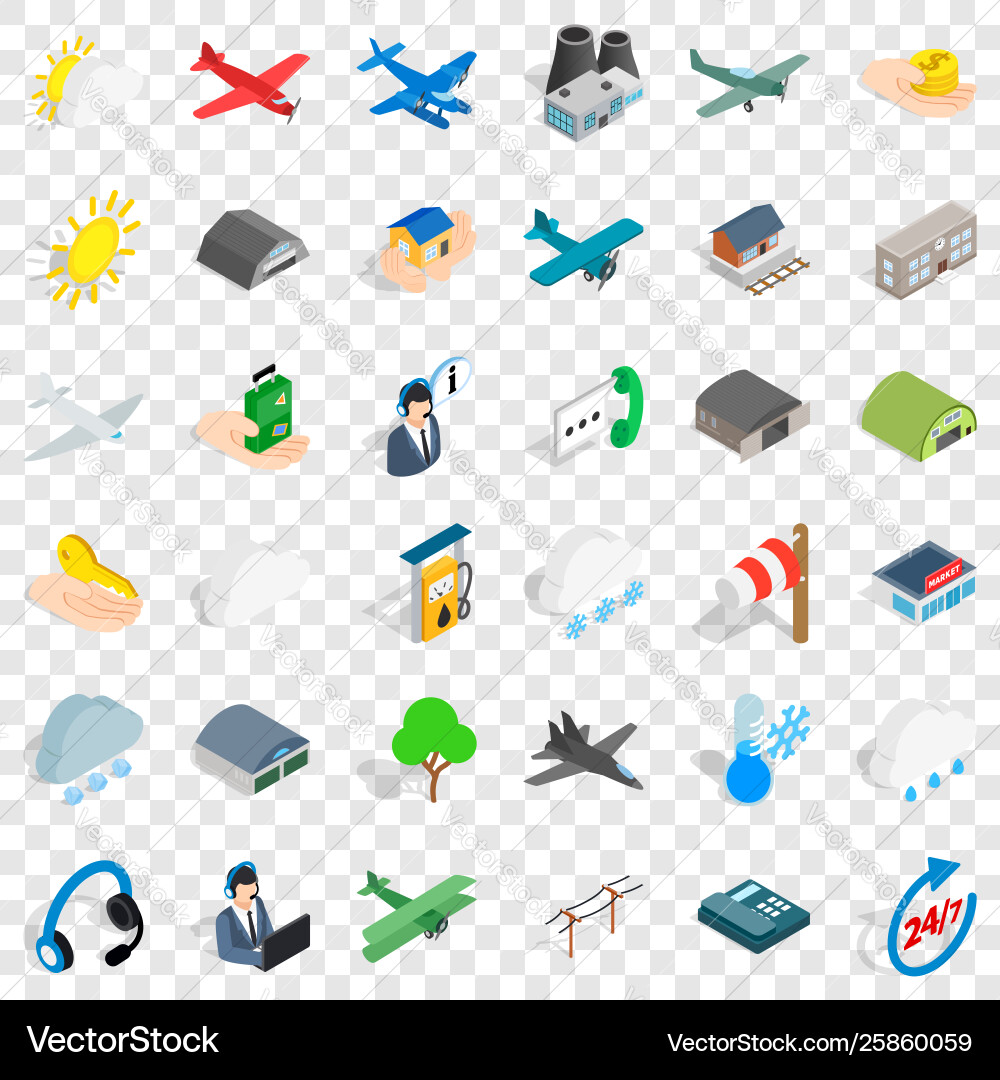 Dispatcher icons set isometric style Royalty Free Vector