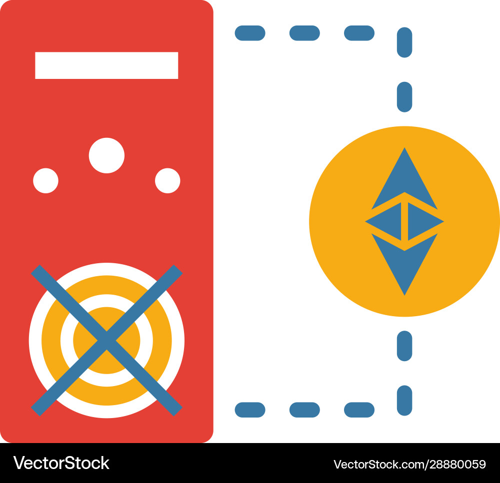 Ethereum mining icon set four elements Ethereum mining icon set four elements vector image