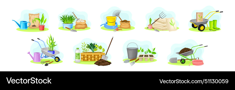 Garden tool and equipment for cultivation Garden tool and equipment for cultivation vector image