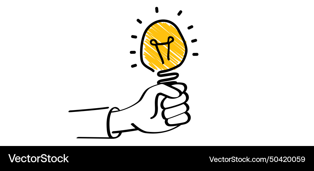 Hand holding a electric lamp giving idea Vector Image