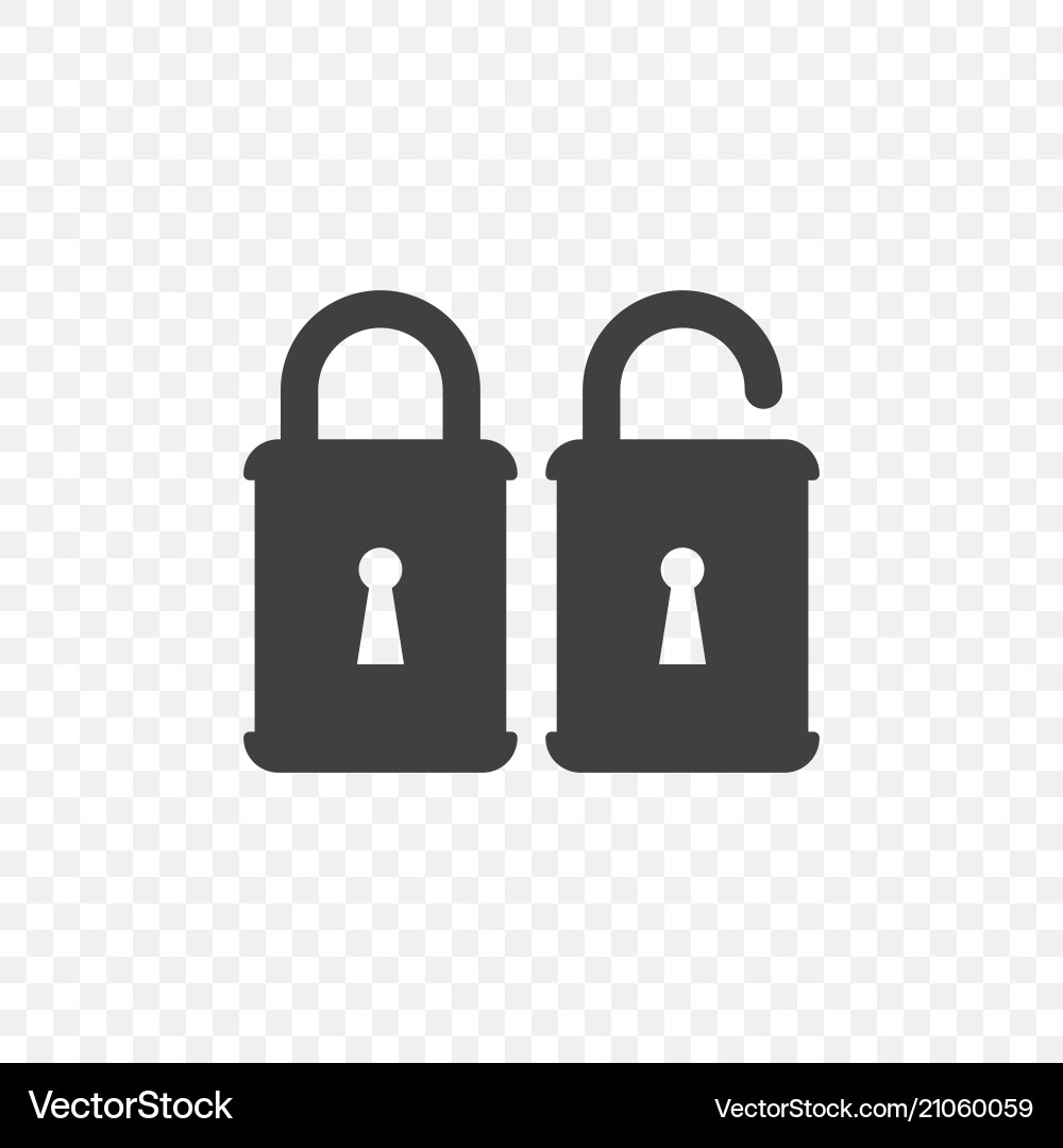 Icon of an open and closed lock on a transparent vector image