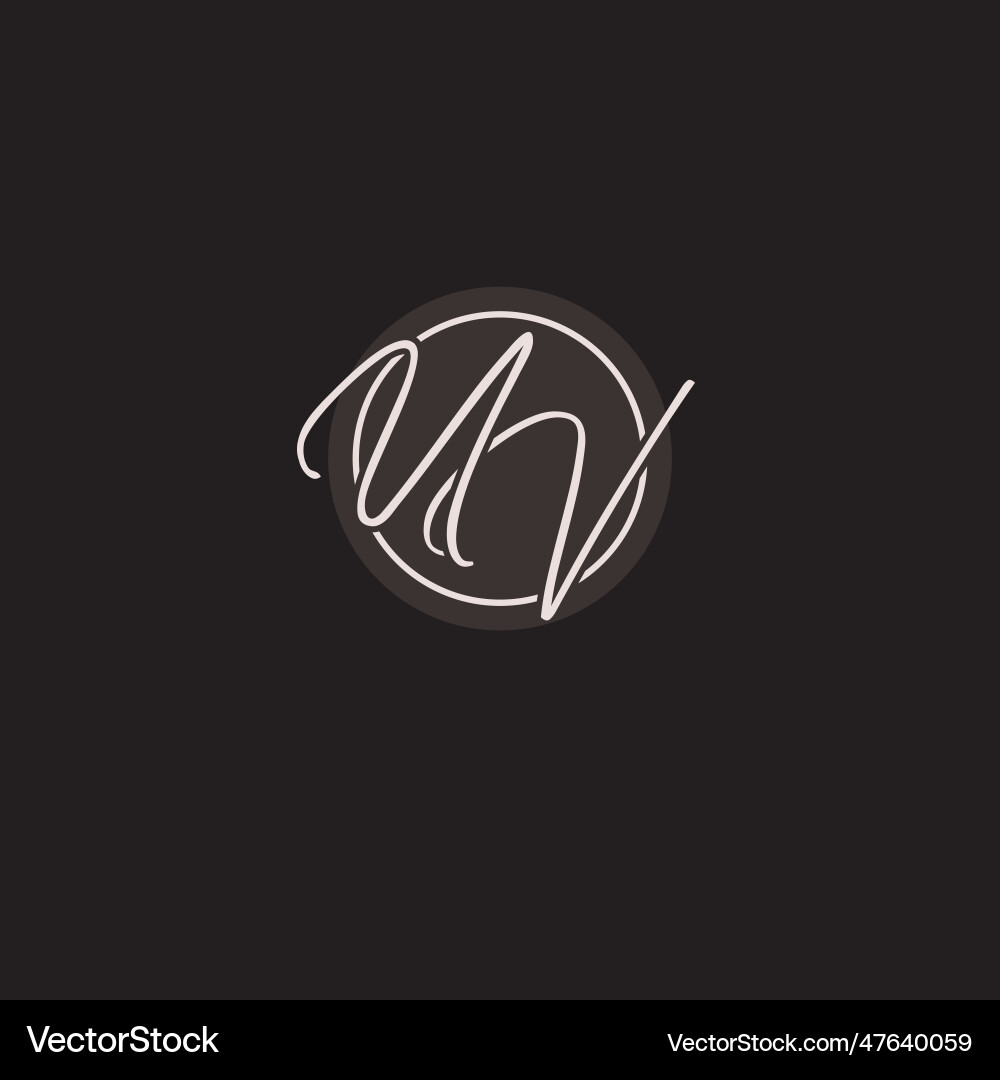 Initials uv logo monogram with simple circle line Vector Image