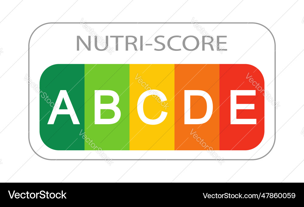 Nutri score label with classification a b c d vector image