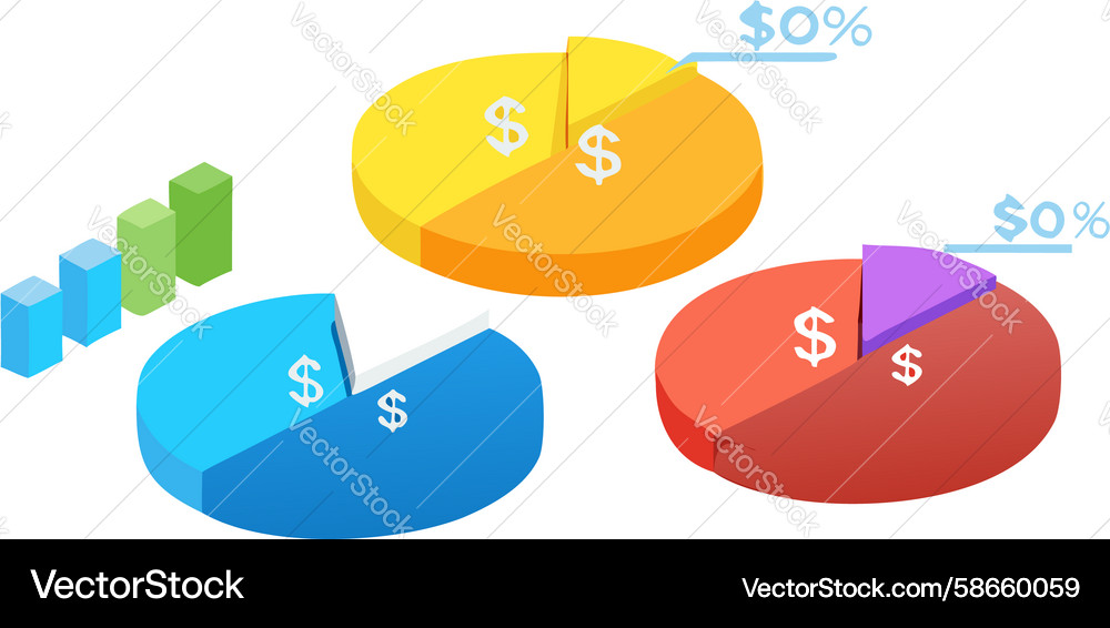 Pie chart with performance data and percentage Vector Image