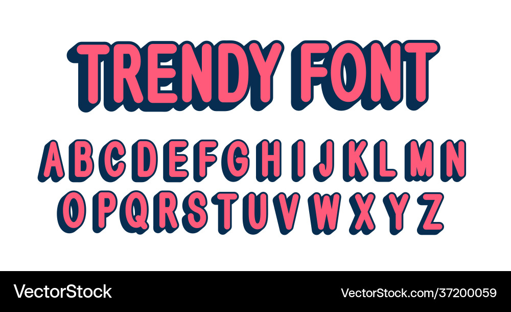 Rounded Retro Font with Shadow vector image