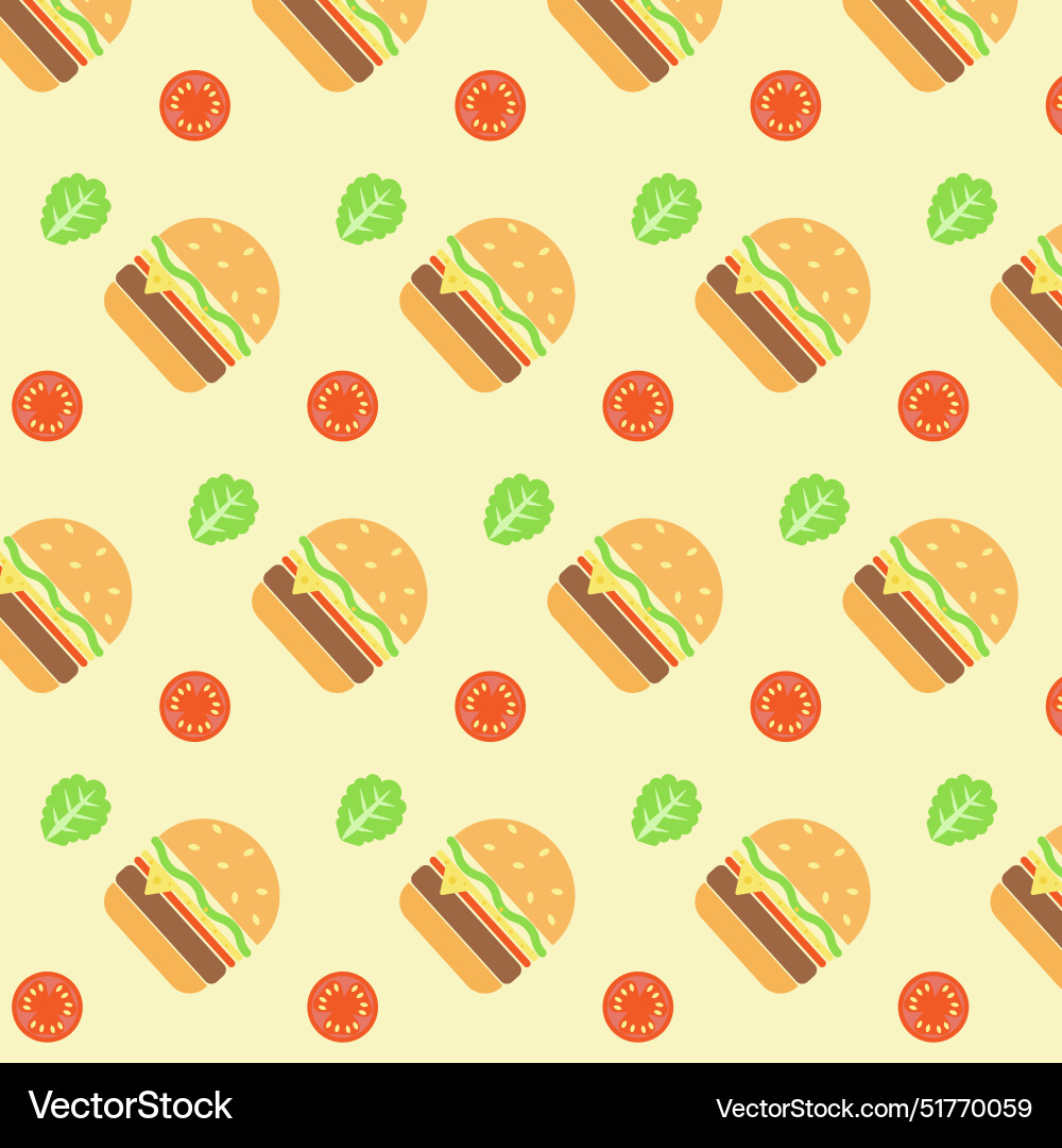 Seamless burger pattern in minimalistic style Vector Image