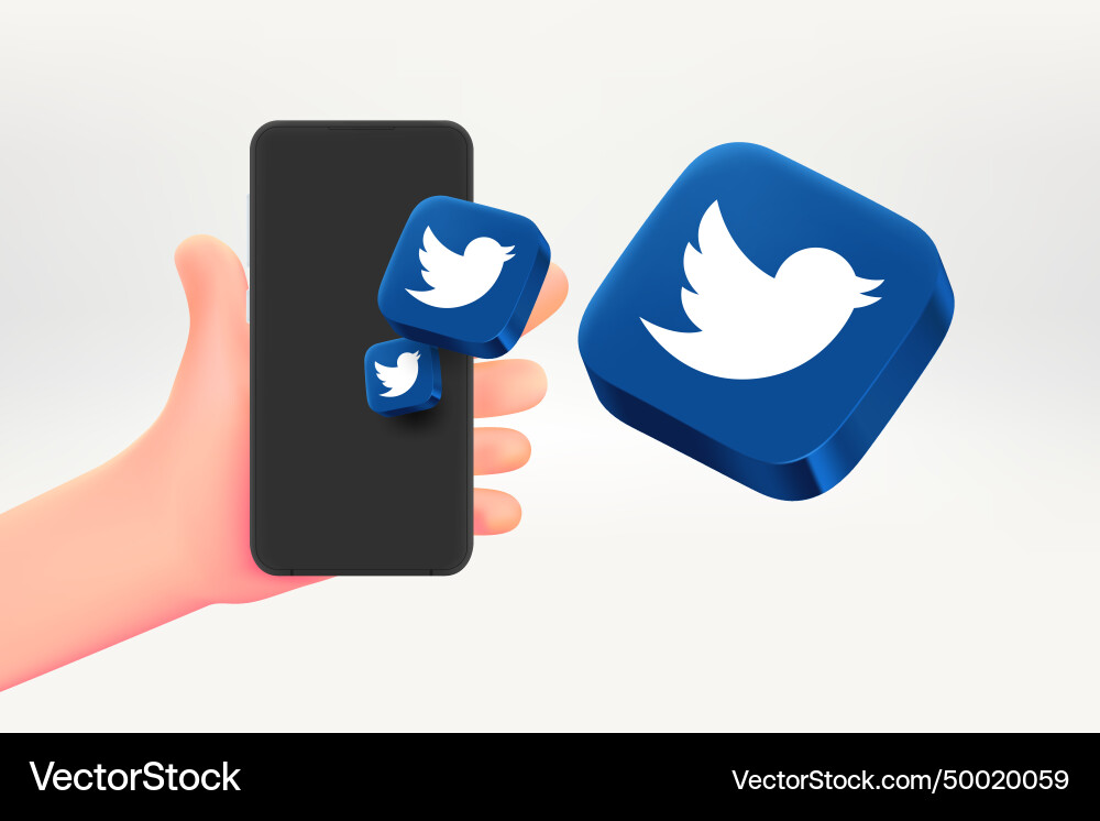 Sending messages with twitter on modern mobile vector image