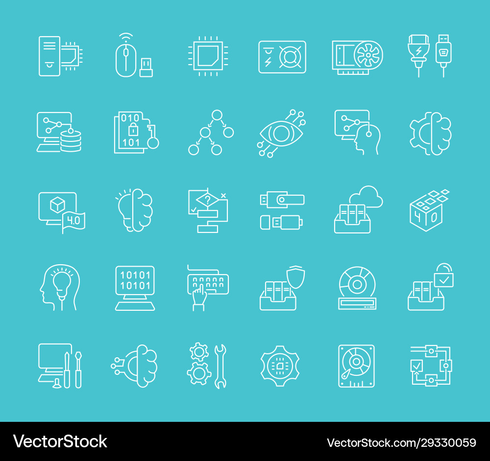 Set line icons computer science Set line icons computer science vector image