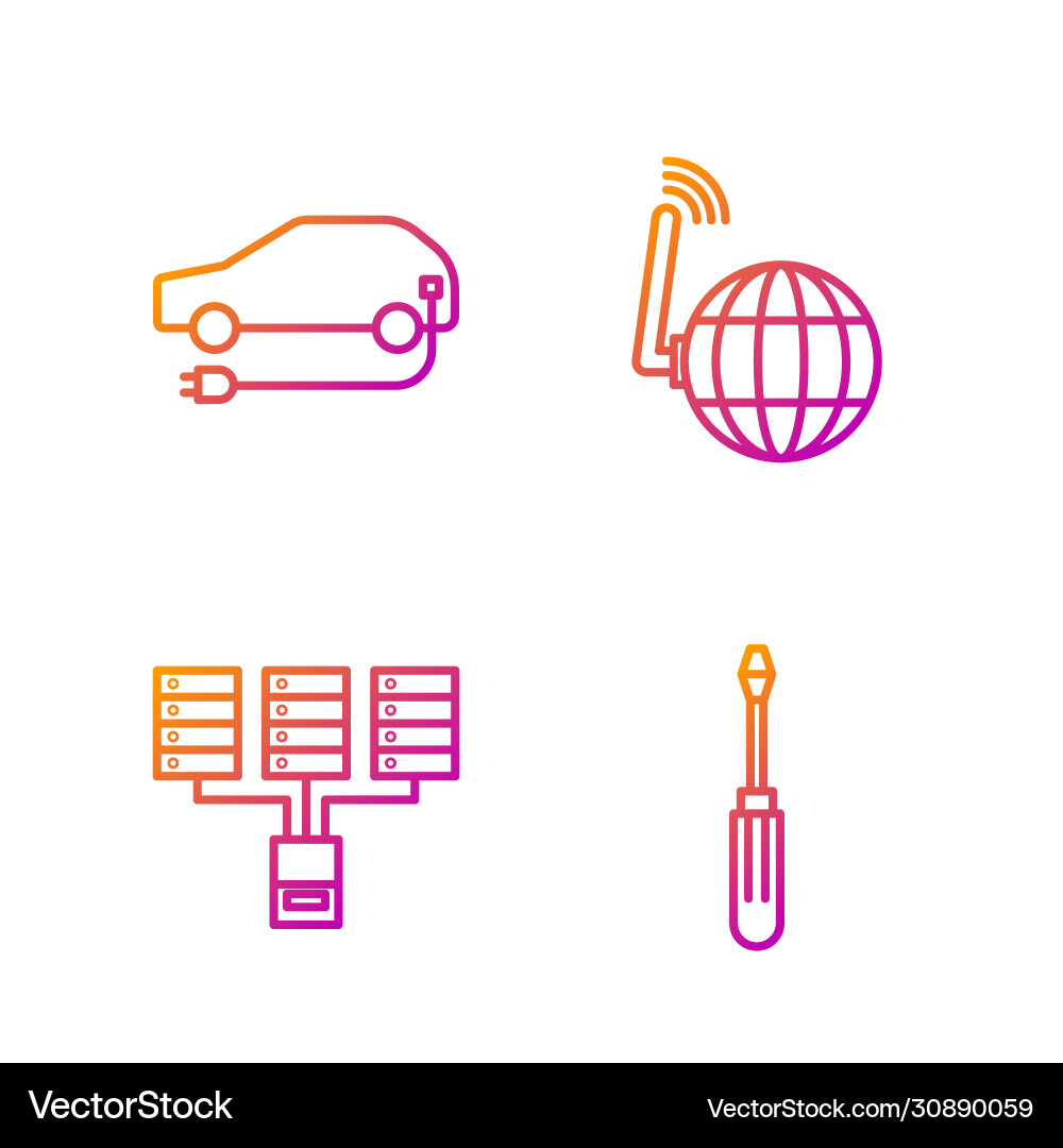 Set line screwdriver server data web hosting Set line screwdriver server data web hosting vector image