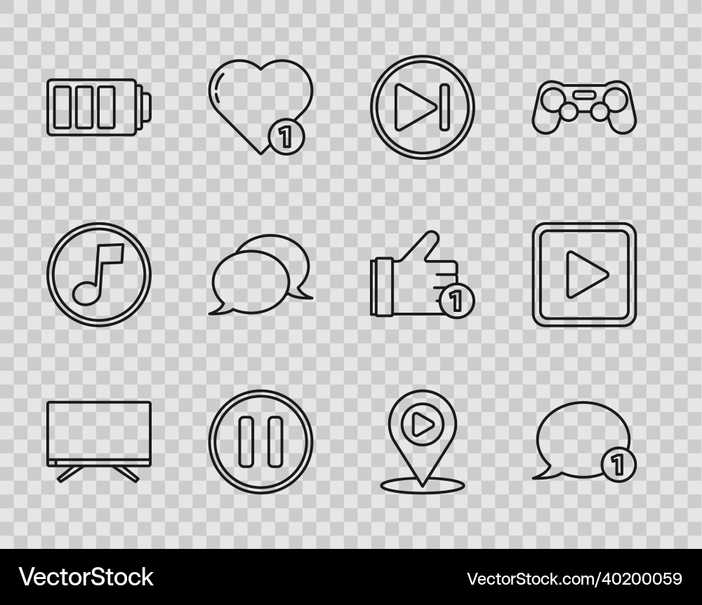 Set line smart tv speech bubble chat fast vector image