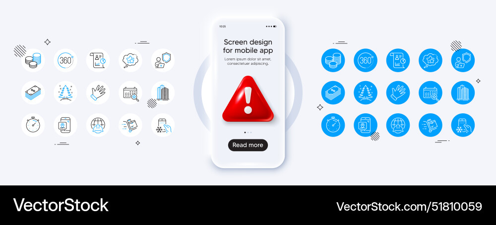Shield report and timer line icons for web app Shield report and timer line icons for web app vector image