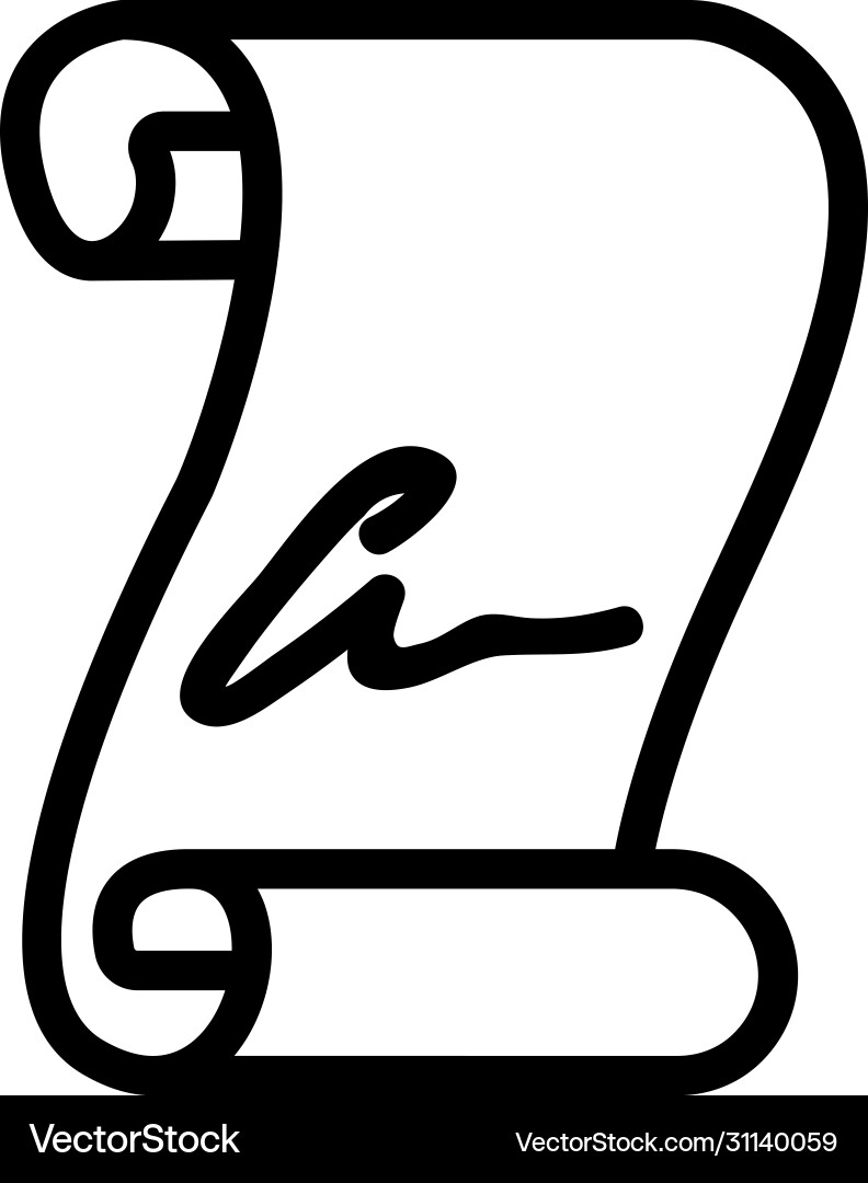 Signature paper scroll icon outline Signature paper scroll icon outline vector image