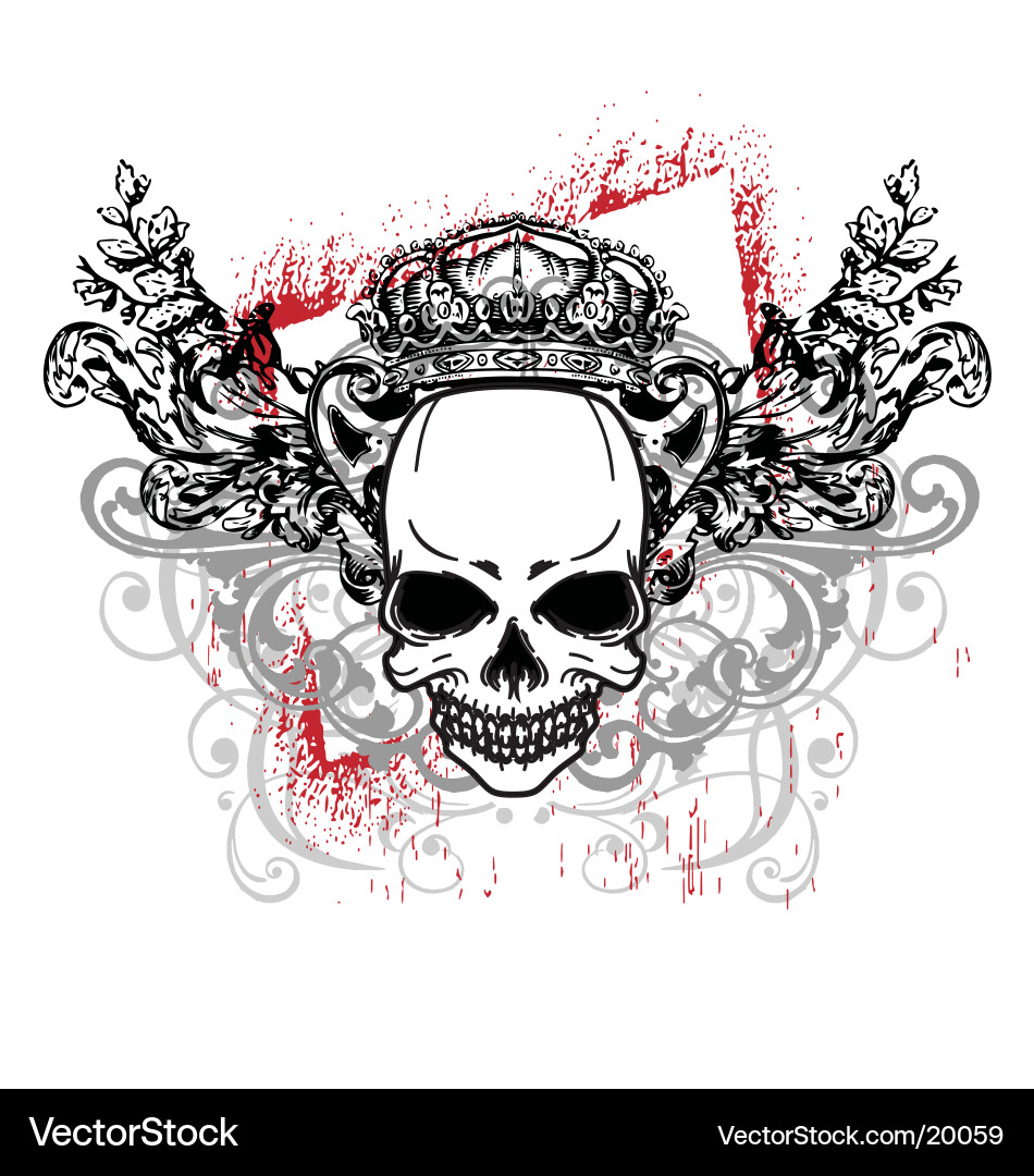 Skull with Feathers Vector Image