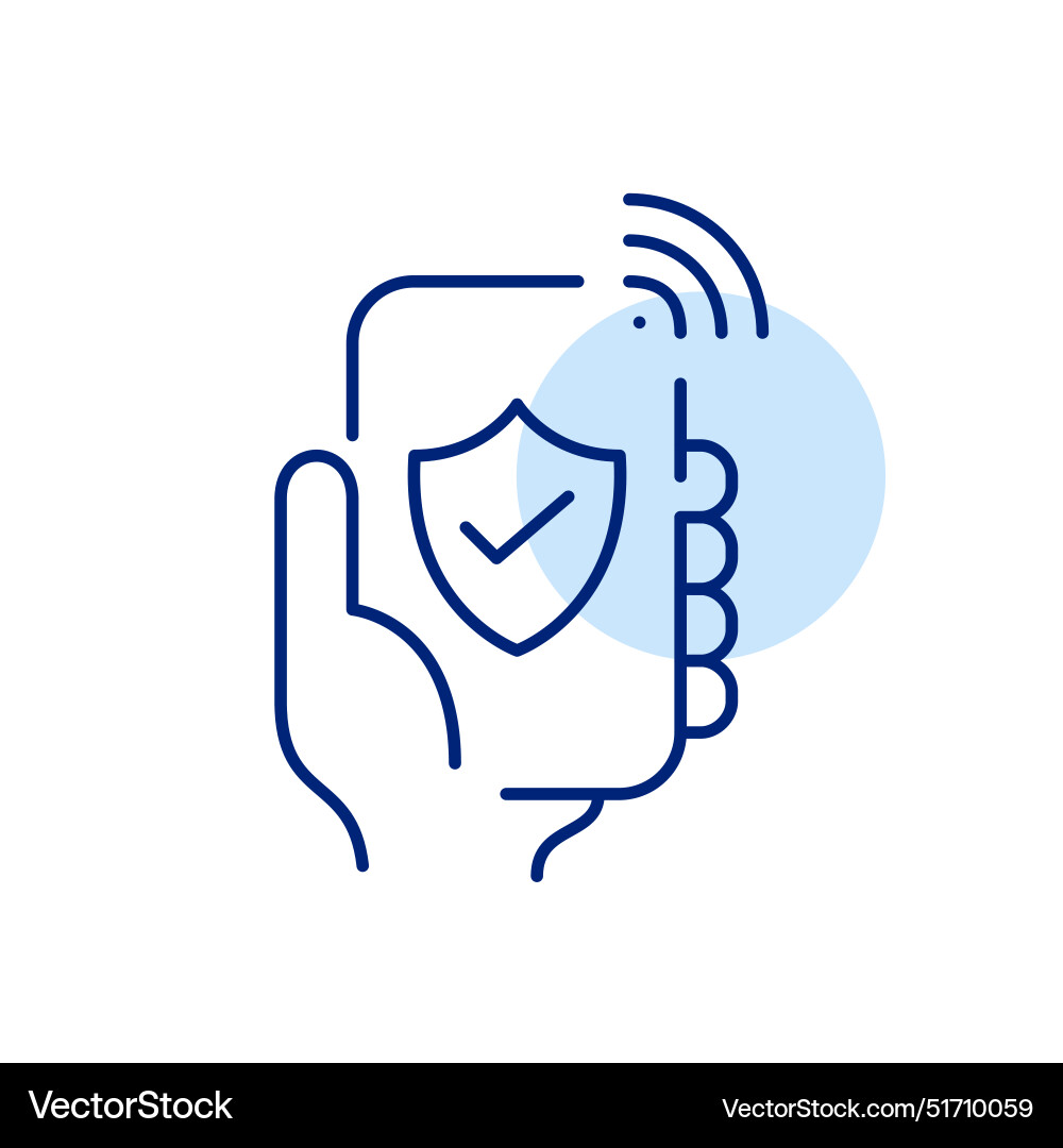 Smart phone shield checkmark and wi-fi secure Smart phone shield checkmark and wi-fi secure vector image