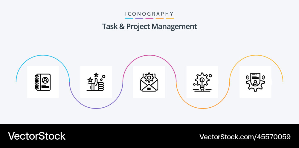 Task and project management line 5 icon pack vector image