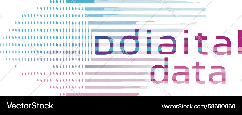 Abstract digital data text with dashed lines Vector Image