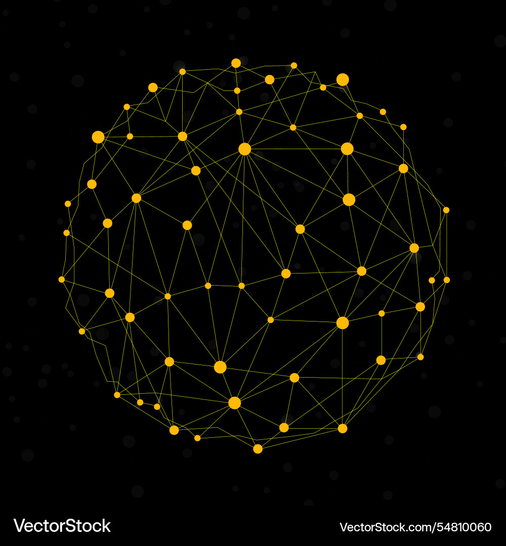 Abstract wireframe mesh sphere with glowing dot vector image