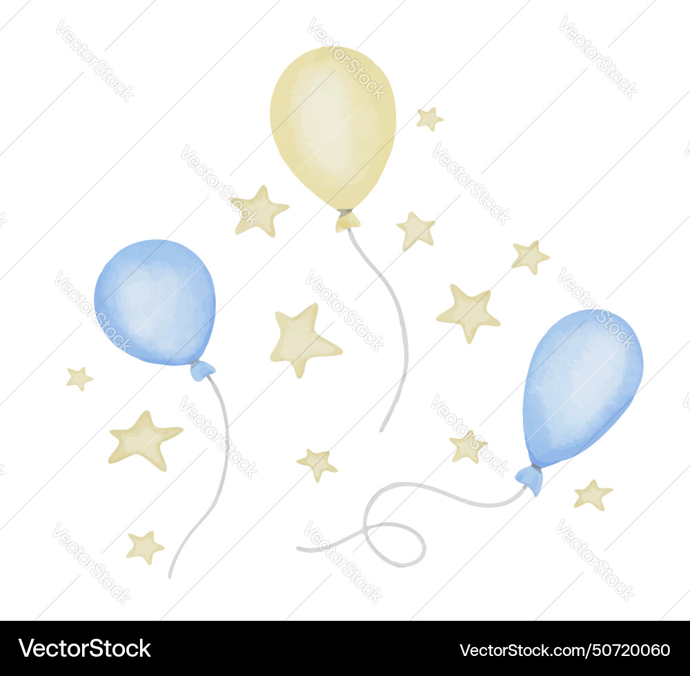 Air balloons watercolor set hand drawn Air balloons watercolor set hand drawn vector image