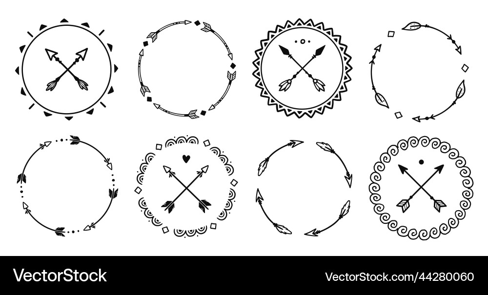 Arrow & Circle Boho Frame Set vector image