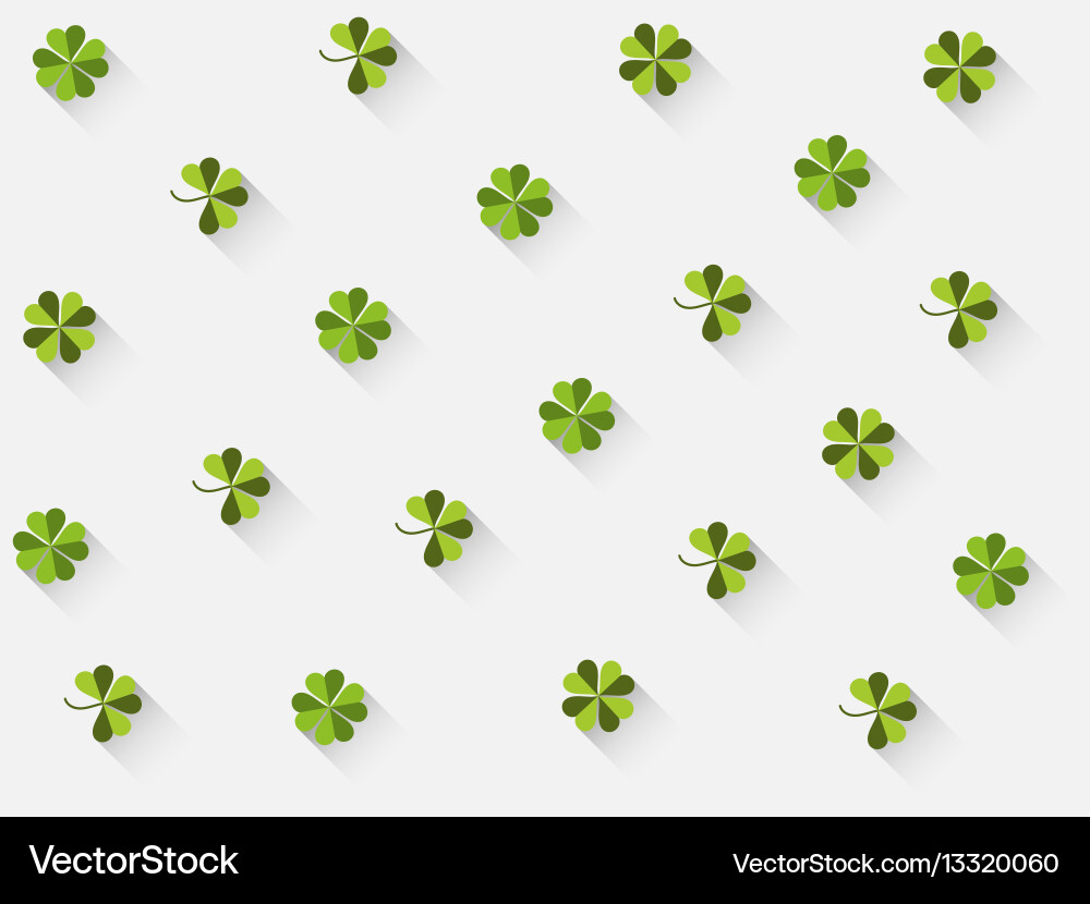 Clover with a long shadow in the flat style vector image