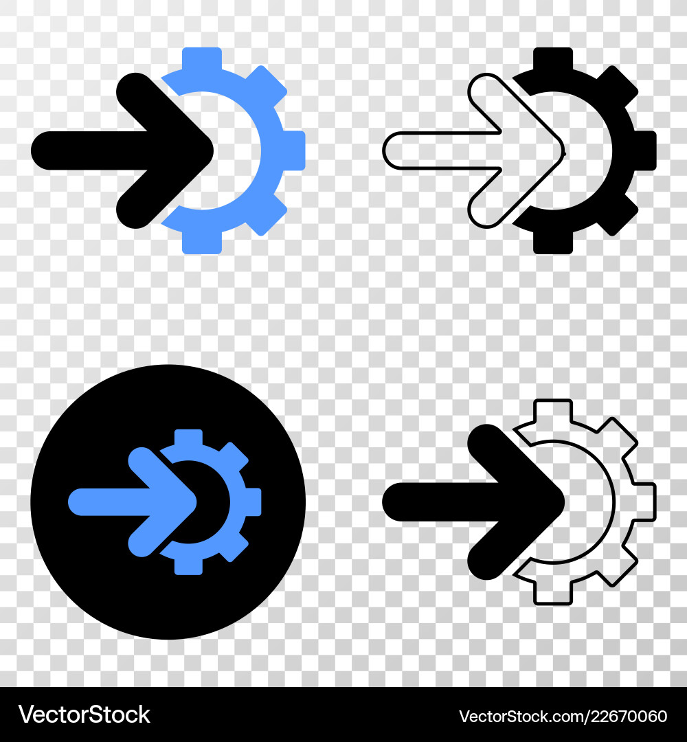Cog arrow integration eps icon with contour vector image