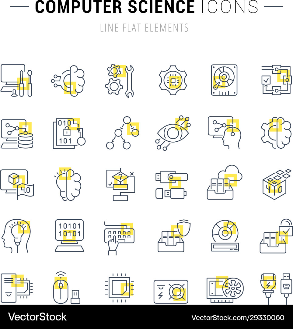 Computer Science Icons Set vector image