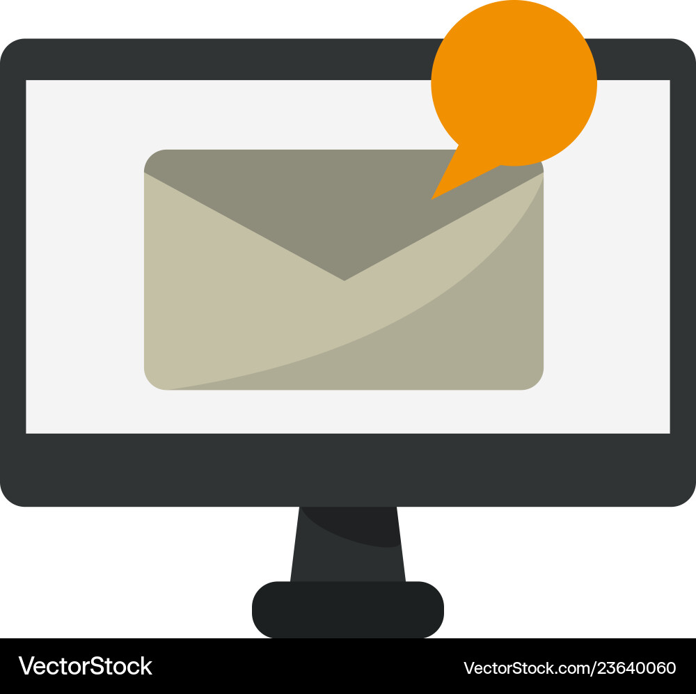 Computer screen with email and bubble symbol Vector Image