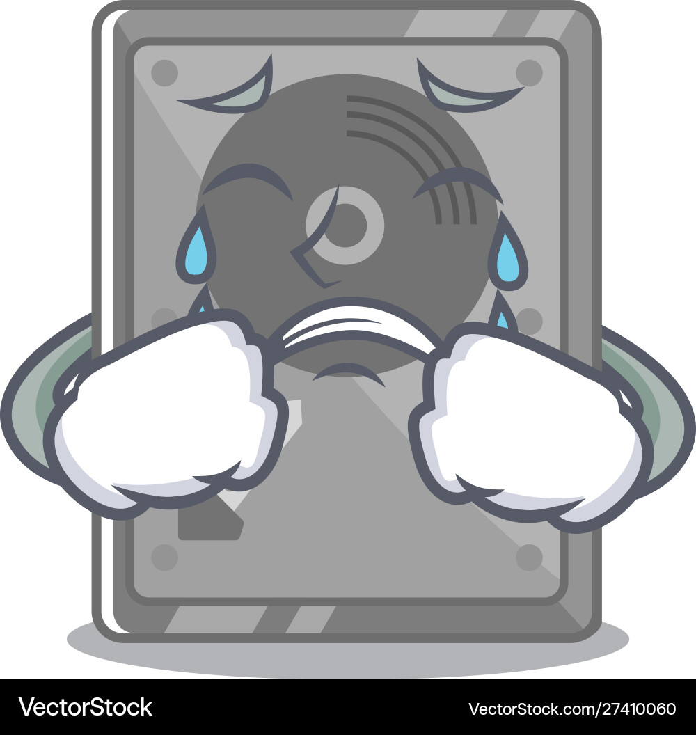 Crying internal hard drive above character table Vector Image