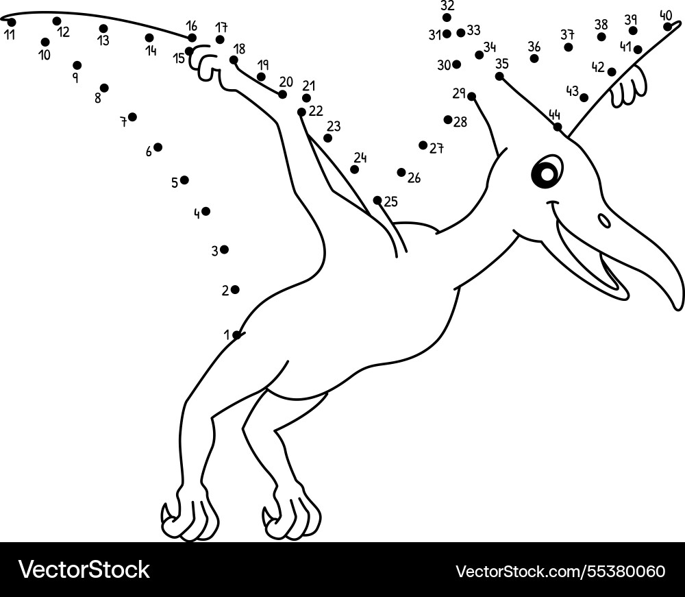 Dot to pterodactyl dinosaur animal isolated Dot to pterodactyl dinosaur animal isolated vector image
