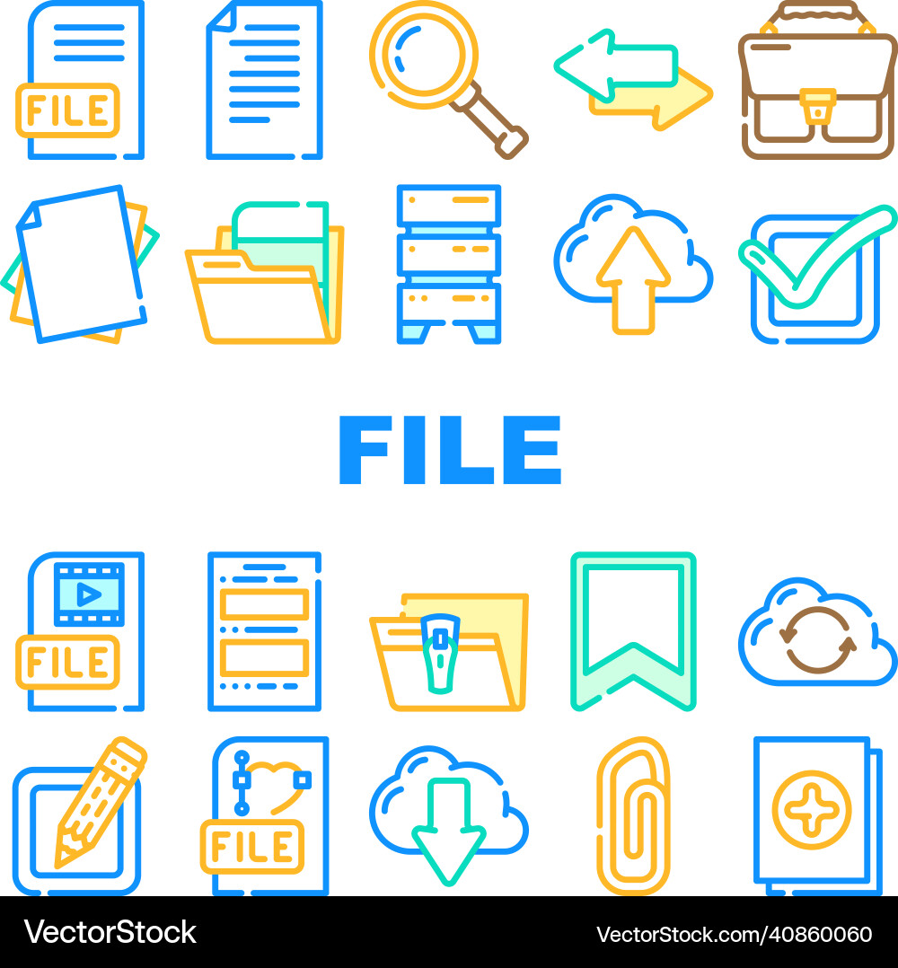 File computer digital document icons set Vector Image
