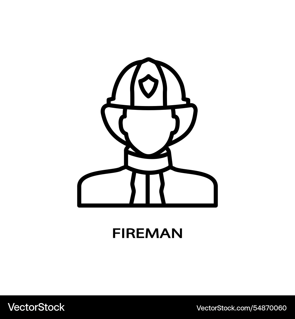 Firefighter linear icon fireman thin line Vector Image