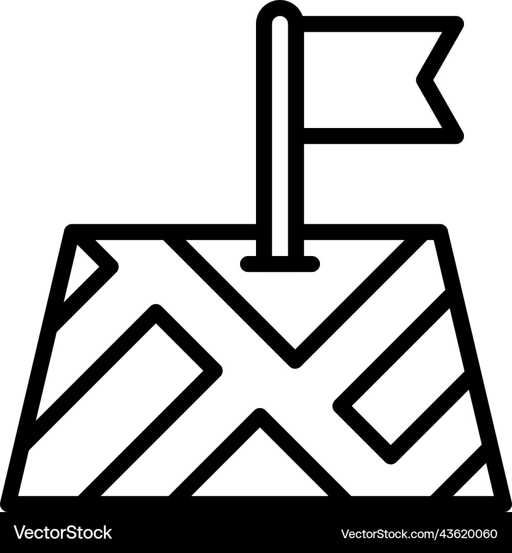 Flag on map icon location and navigation vector image