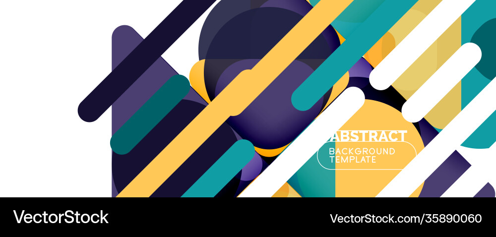Flat geometric round shapes and dynamic lines Vector Image