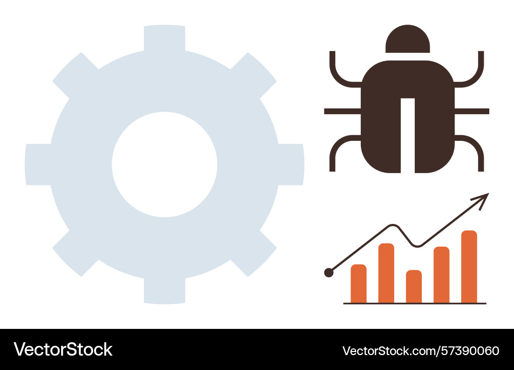 Gear bug and growth chart representing system Gear bug and growth chart representing system vector image
