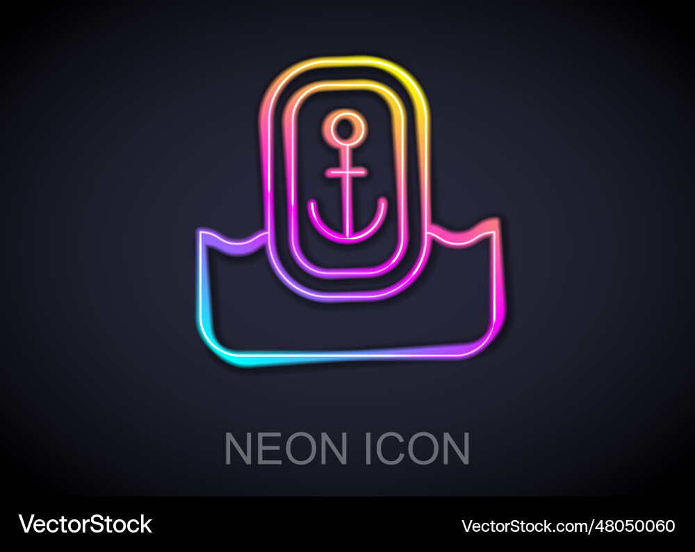 Glowing neon line map pointer with anchor icon vector image