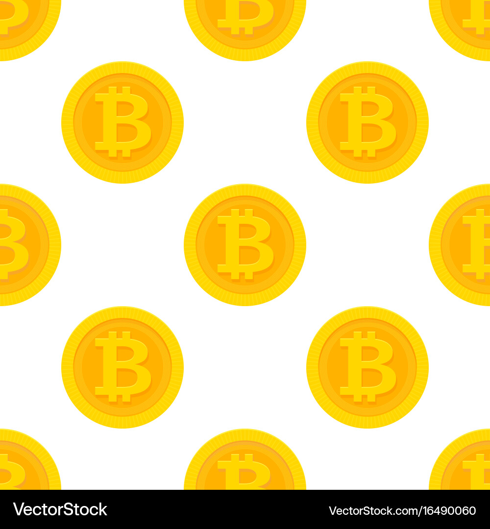 Golden bitcoin seamless pattern vector image