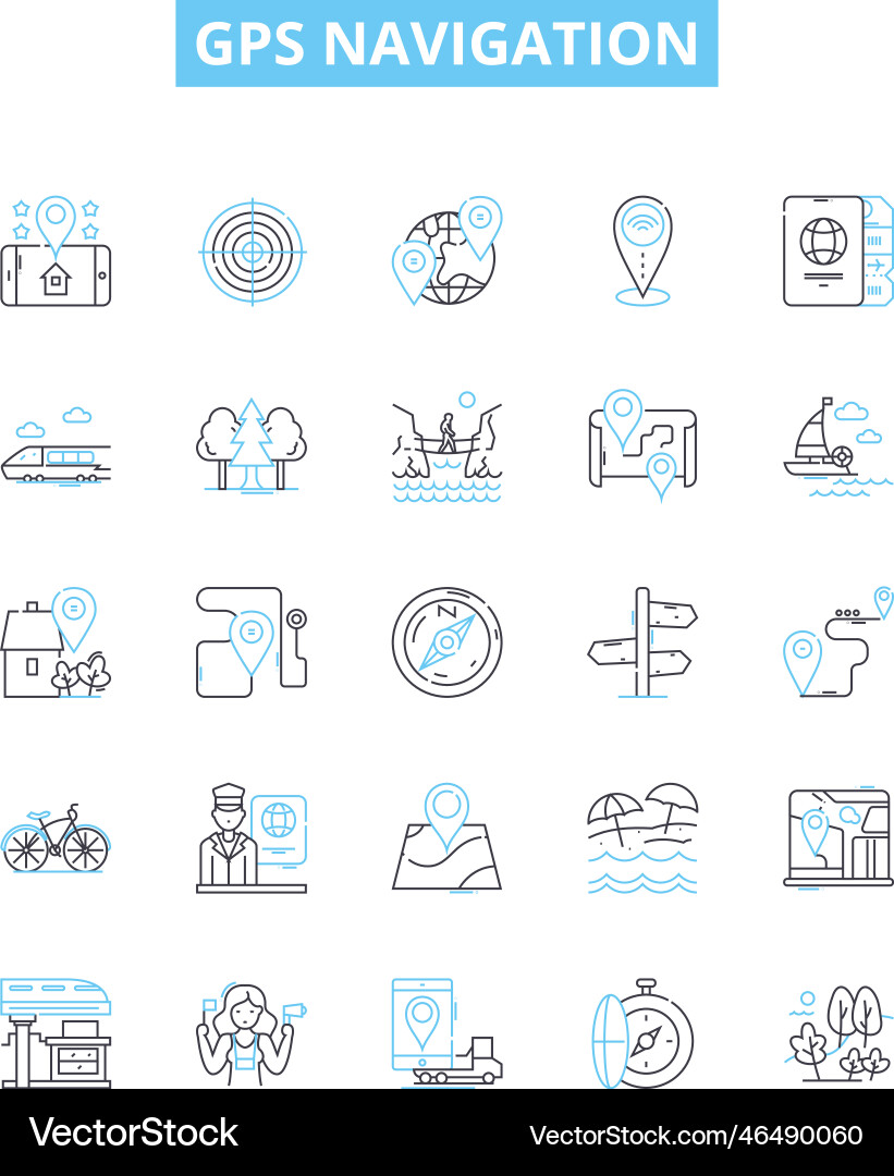 Gps navigation line icons set Vector Image