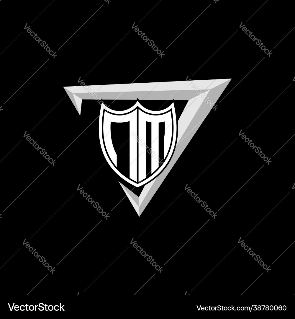 Initial letter n m shield shape with triangular Initial letter n m shield shape with triangular Vector Image