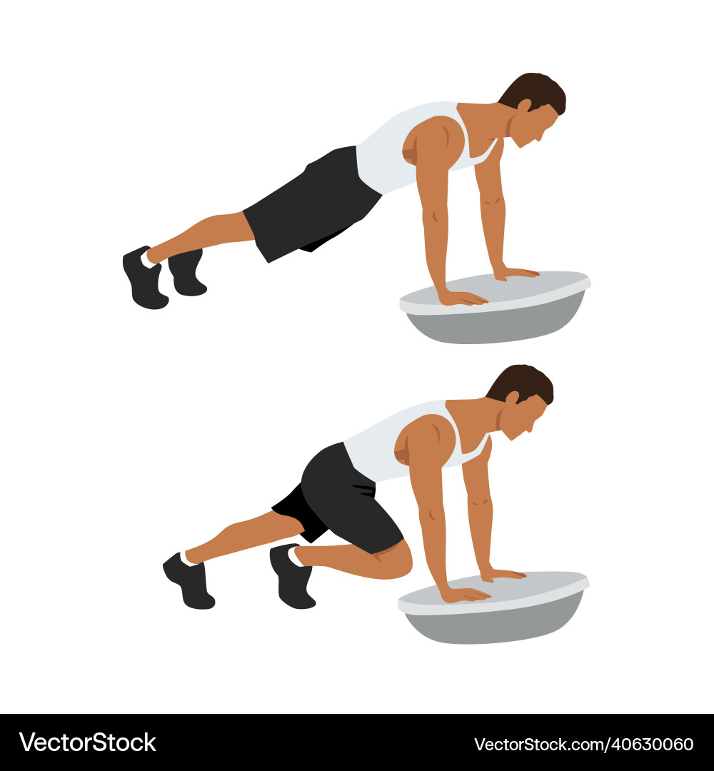 Man doing bosu ball mountain climber abdominals Man doing bosu ball mountain climber abdominals vector image