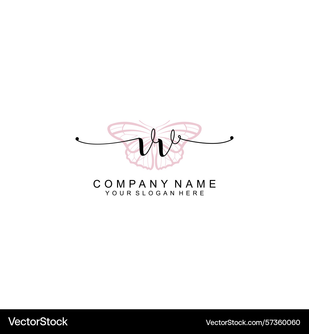 Minimalist handwritten vv initial logos with soft Vector Image