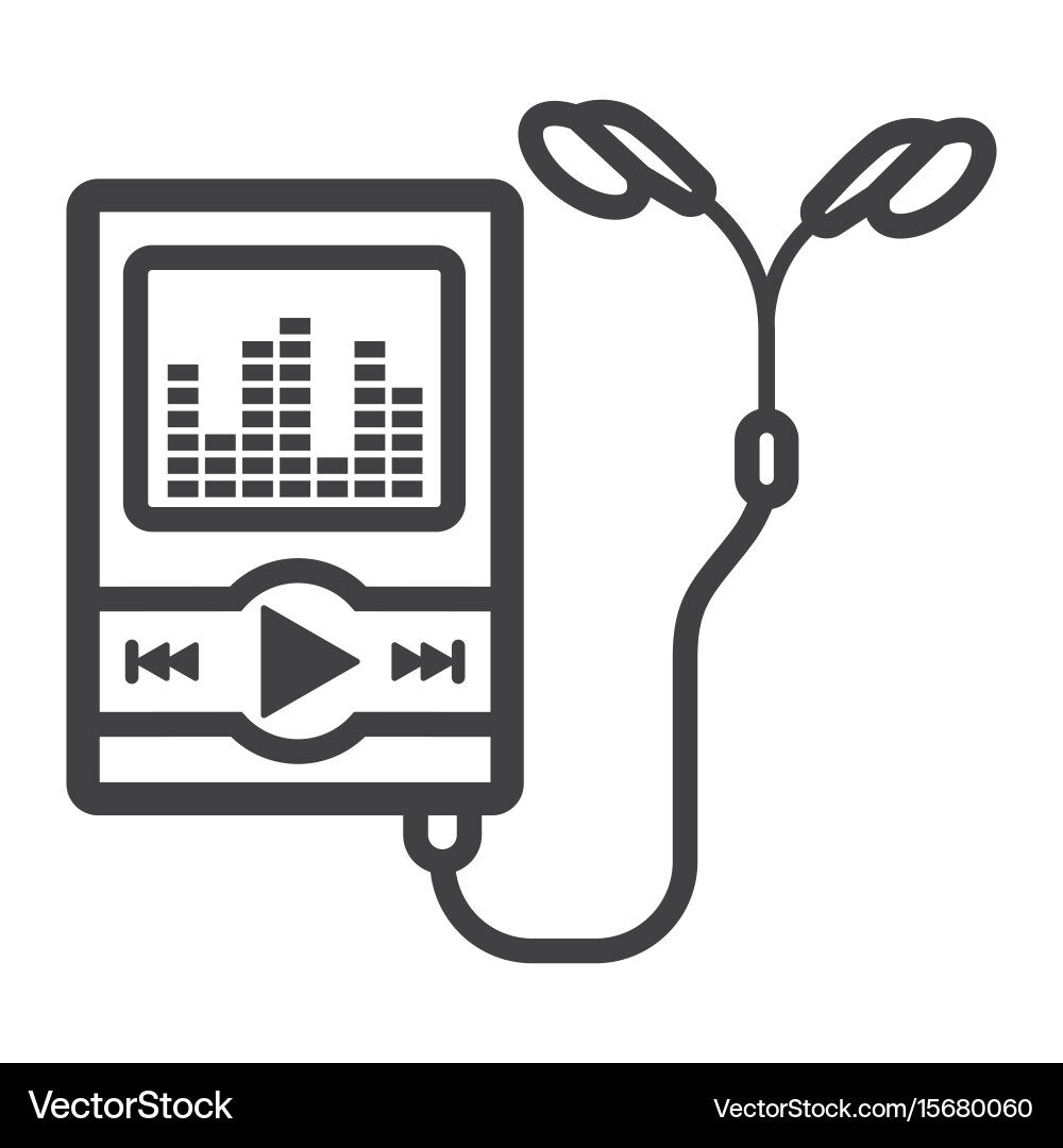Music player line icon mp and device Vector Image