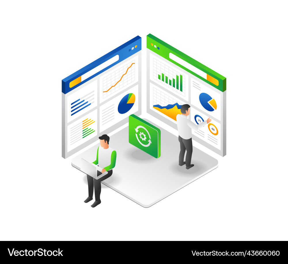 Process data analysis on the monitor screen Process data analysis on the monitor screen vector image