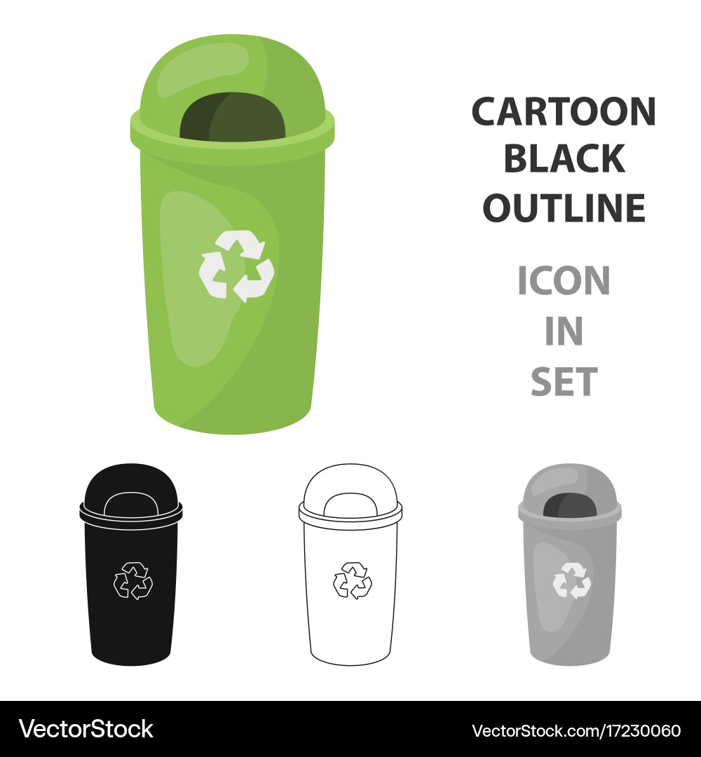 Recycle garbage can icon in outline style isolated vector image